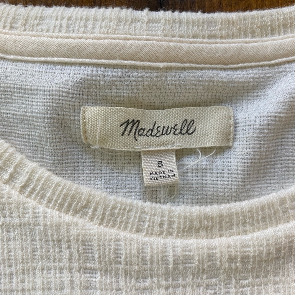 Madewell Womens Top Small Cold Open Shoulder Minimalist Cream - Picture 2 of 3